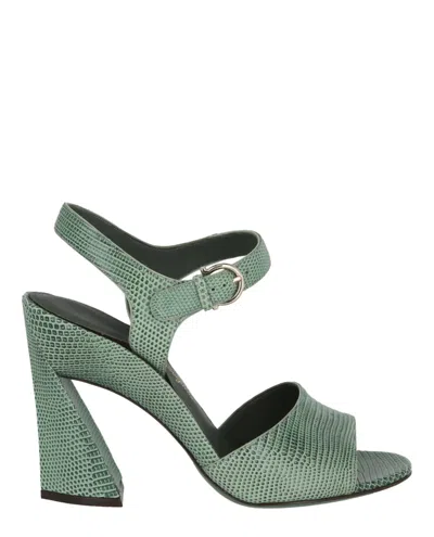 Ferragamo Aede Leather Sandals In Green