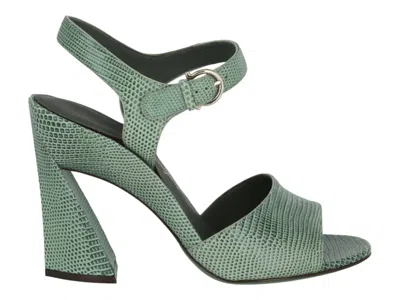 Pre-owned Ferragamo Aede Leather Sandals (women's) Sneakers In Green
