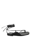 Ferragamo Woman Thong Sandal Black Size 8 Lambskin In Black