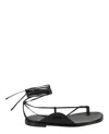 Ferragamo Woman Thong Sandal Black Size 8 Lambskin In Black
