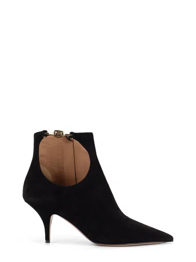 Ferragamo Agia 70 Suede Ankle Boots In Black