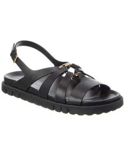 Ferragamo Agnes Leather Sandal In Black