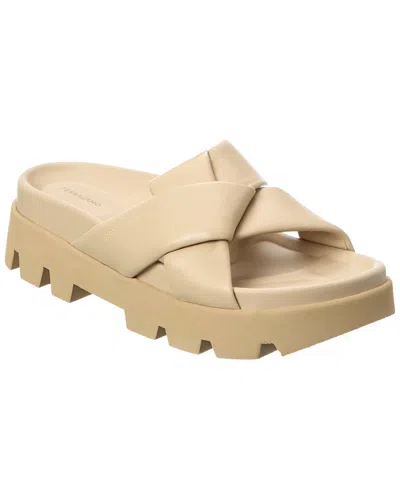 Ferragamo Air Lug Leather Sandal In Grey