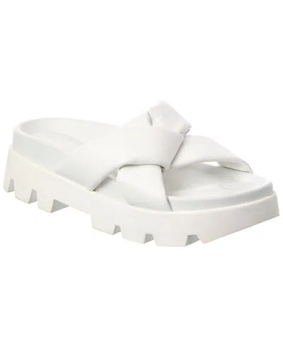 Ferragamo Air Lug Leather Sandal In White