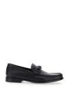 Ferragamo Alain Black Loafers With Almond Toe And Gancini On The Front In Leather Man In Black