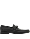 Ferragamo Alain Gancini Calf Leather Loafers In Black