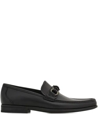 Ferragamo Alain Gancini Buckle Loafers In Black