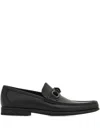 Ferragamo Alain Gancini Calf Leather Loafers In Black