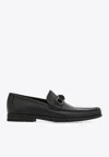 Ferragamo Alain Gancini Calf Leather Loafers In Black