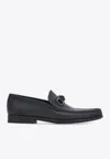 Ferragamo Alain Gancini Calf Leather Loafers In Blue