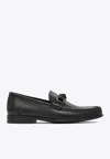 Ferragamo Alain Gancini Calf Leather Loafers In Black