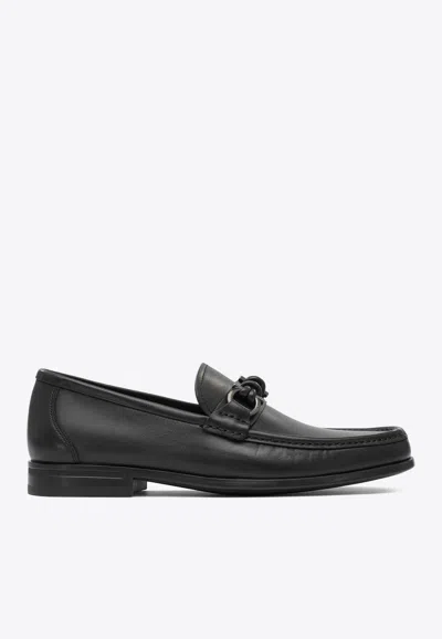 FERRAGAMO ALAIN GANCINI LEATHER LOAFERS