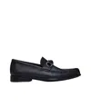 Ferragamo Navy Hardware Loafers In Black