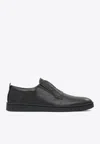 Ferragamo Alfie Leather Low-top Sneakers In Black