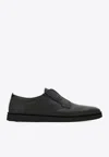 Ferragamo Alfie Leather Low-top Sneakers In Black