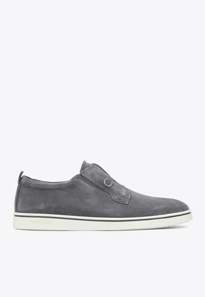 FERRAGAMO ALFIE SUEDE LOW-TOP SNEAKERS
