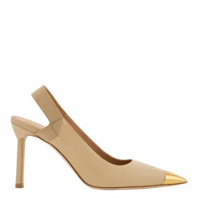 Ferragamo Alhena 85 Pointed-toe Slingback High Heels In Nude