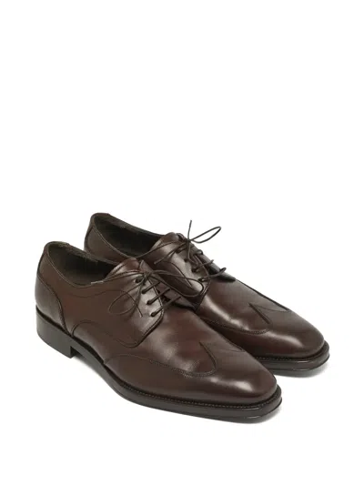 Pre-owned Ferragamo Alicante Lace-up Derby Shoes In Brown
