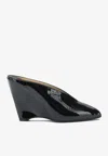 Ferragamo Alicia 95 Leather Wedge Mules In Black