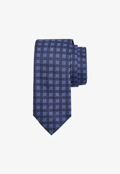 Ferragamo All-over Gancini Jacquard Silk Tie In Blue