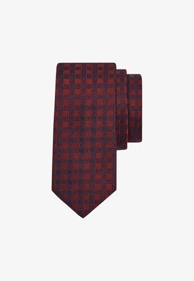 Ferragamo All-over Gancini Jacquard Silk Tie In Bordeaux