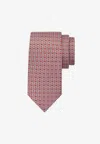 Ferragamo All-over Gancini Print Silk Tie In Red