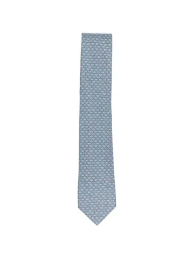 Ferragamo All-over Graphic Print Tie In Blue