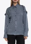Ferragamo All-over Monogram Button-up Shirt In Gray