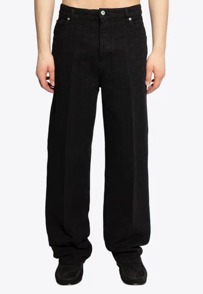 FERRAGAMO ALL-OVER MONOGRAM DENIM PANTS