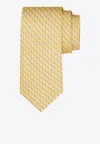 Ferragamo All-over Whale Print Silk Tie In Yellow