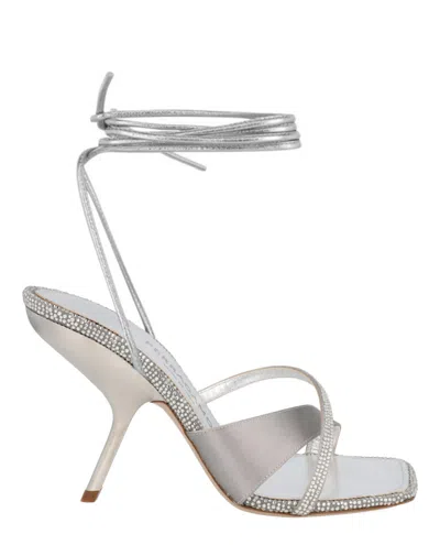 Ferragamo Allegra X5 Crystal Embellished Heels In Gray