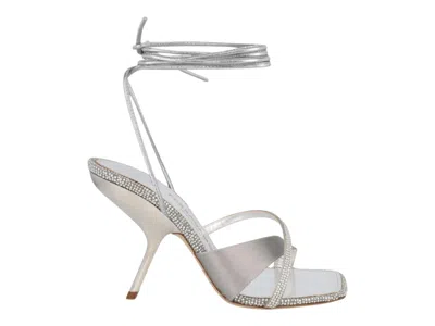 Pre-owned Ferragamo Allegra X5 Crystal Embellished Heels (women's) Sneakers In Grey In Gray