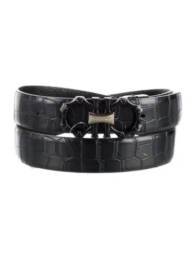 Pre-owned Ferragamo Alligator Belt In Black