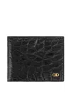 Ferragamo Alligator-leather Gancini Wallet In Black