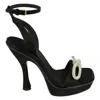 Ferragamo Allison Asymmetric Bow Platform Sandals In Black