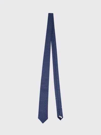 Ferragamo All-over Gancini Monogram Pattern Pure Silk Tie In Blue