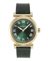 Ferragamo Allure Leather Watch With Green Sunray Dial In Multi
