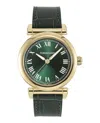Ferragamo Allure Leather Watch With Green Sunray Dial In Green