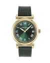 Ferragamo Allure Leather Strap Watch, 36mm In Ip Yellow Gold/green