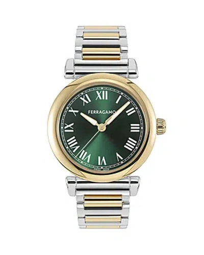 Ferragamo Allure Watch, 36mm In Green/two-tone