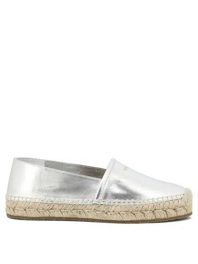 Ferragamo Salvatore  Alma Logo Printed Espadrilles In Silver