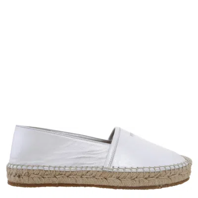 Ferragamo Alma Leather Logo Espadrilles In Silver