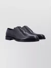 Ferragamo Almond Toe Brogues With Double Leather Sole In Black