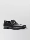 Ferragamo Block Heel Leather Loafers With Metal Detail