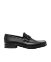Ferragamo Metal Hardware Moc Toe Loafers In Black