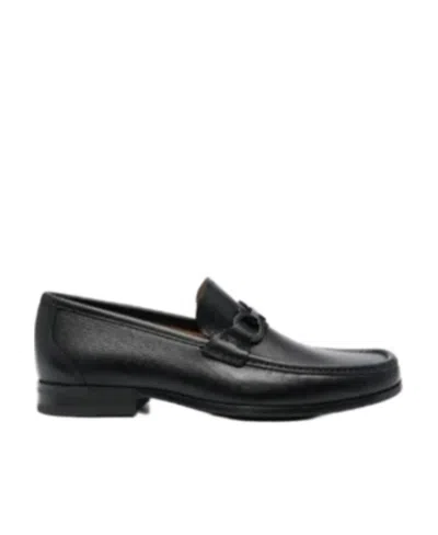 FERRAGAMO ALMOND-TOE LEATHER LOAFERS