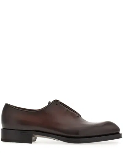 Ferragamo Tramezza Oxford With Covered Laces In Brown