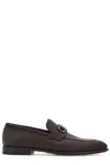 Ferragamo Foster Brown Loafers With Gancini Detail In Leather Man In Brown