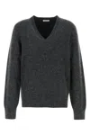 Ferragamo Charcoal Stretch Alpaca Blend Sweater In Charcoal