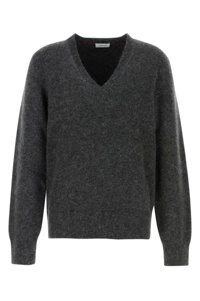 FERRAGAMO SALVATORE FERRAGAMO CHARCOAL STRETCH ALPACA BLEND SWEATER